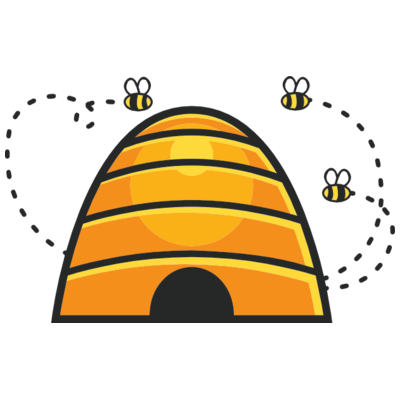 Logo Imkerverein Liebertwolkwitz — Bienenkorb mit Bienen